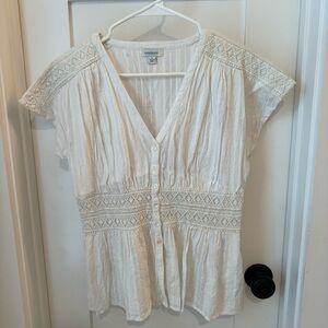 Sundance White Lace Top Womens Size Small Short Sleeve Blouse